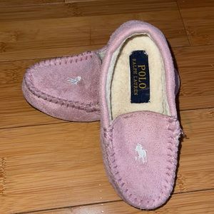 Girls Pink Suede POLO slippers Sz 11